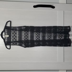 Self esteem black duster see through vest fits small